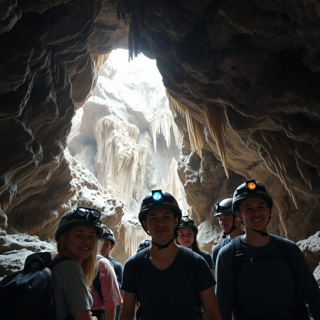 Guided cave tour in Japan