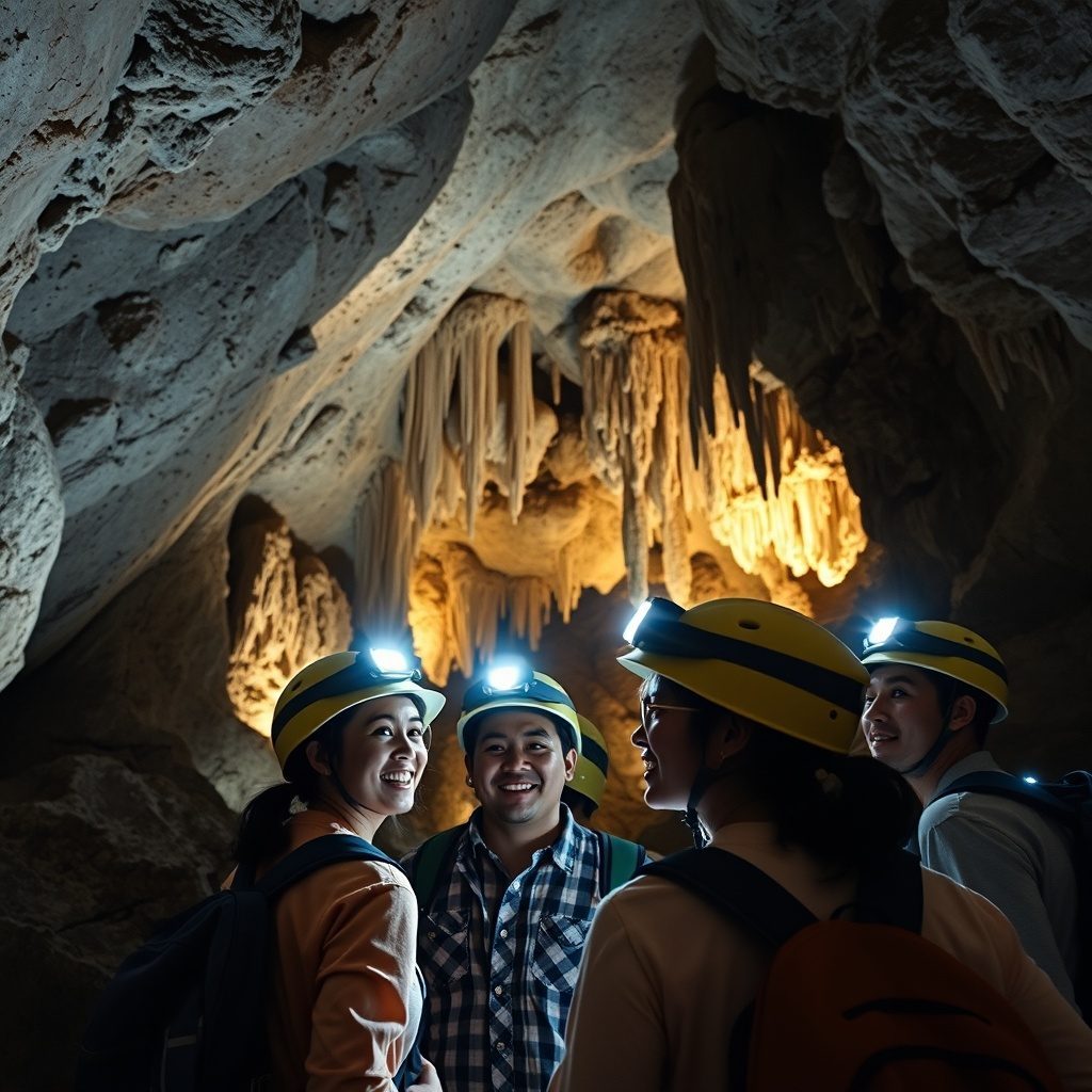 Guided cave tour in Japan