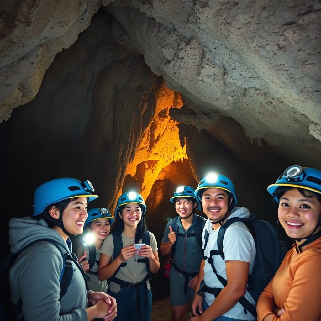 Guided cave tour in Japan