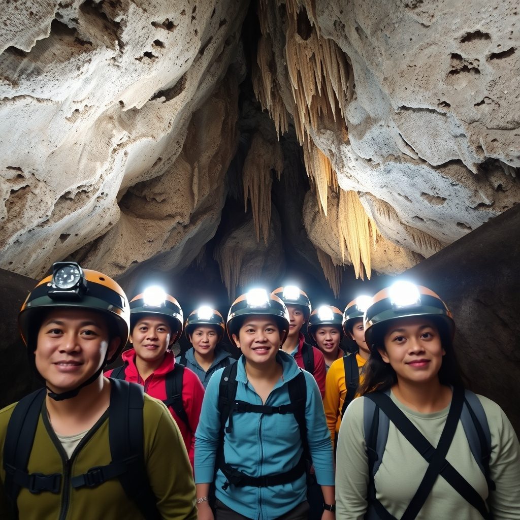 Guided cave tour in Japan